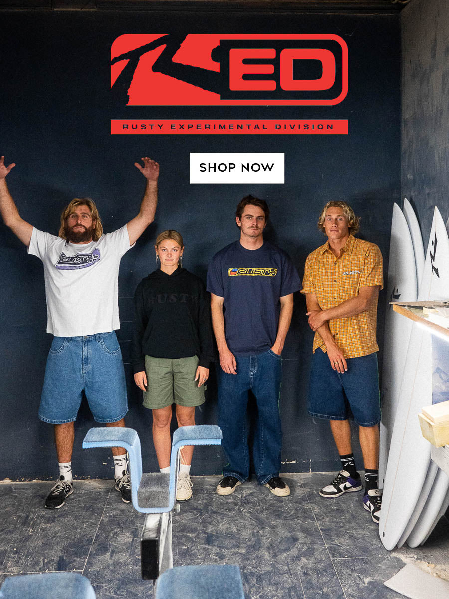 Picture of Rusty Experimental Division  apparel on Wade, Letty, Melony and Ollie - Rusty Surfboards - Mobile