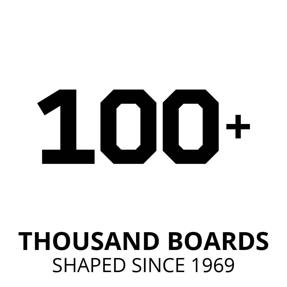 One Hundred Thousand Boards Shaped Since 1969 - Logo